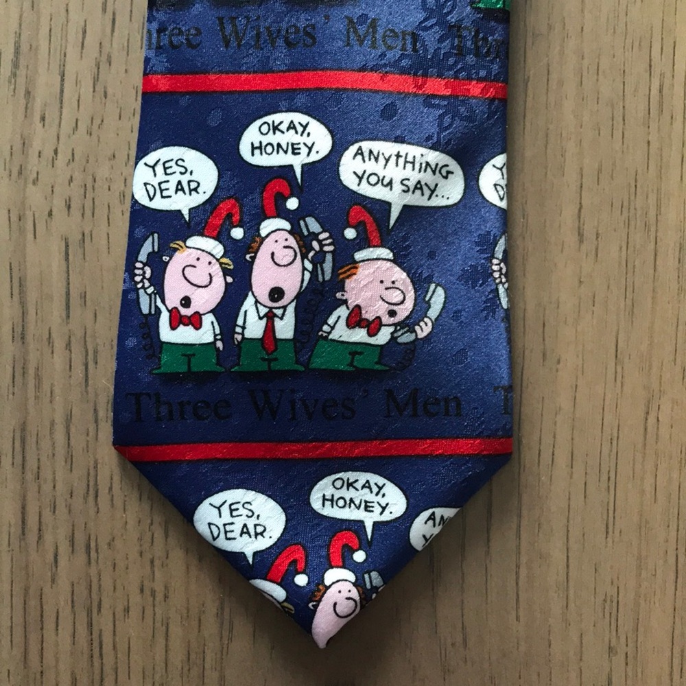 Men's Cartoon Print Christmas Tie - Blue